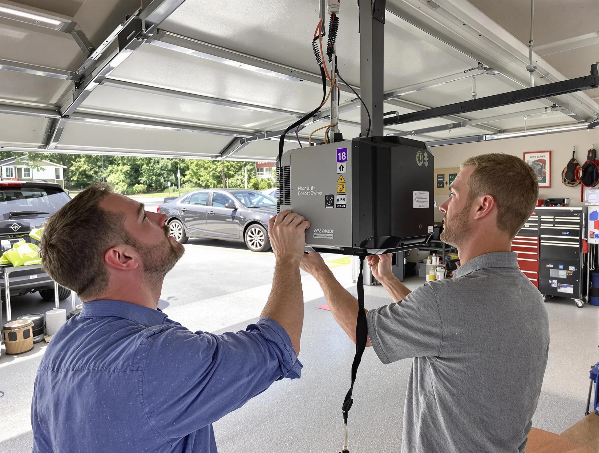 Haverhill Garage Door Repair technician installing garage door opener in Haverhill