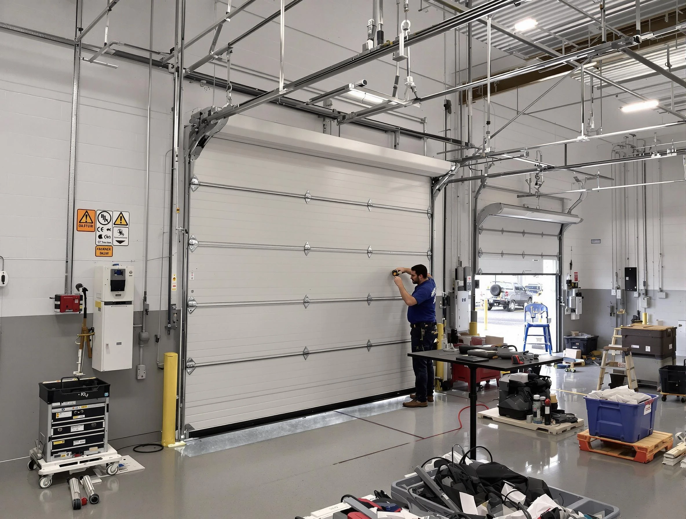 Commercial garage door repair being performed by Haverhill Garage Door Repair expert in Haverhill