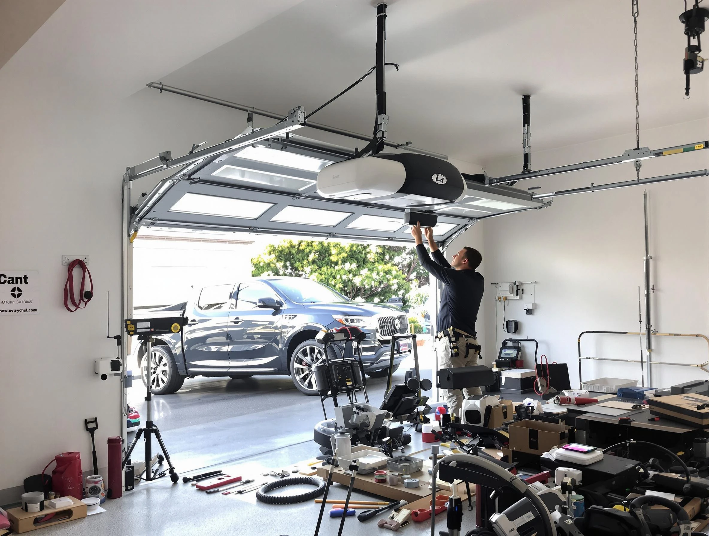 Haverhill Garage Door Repair specialist installing smart garage door opener system in Haverhill home