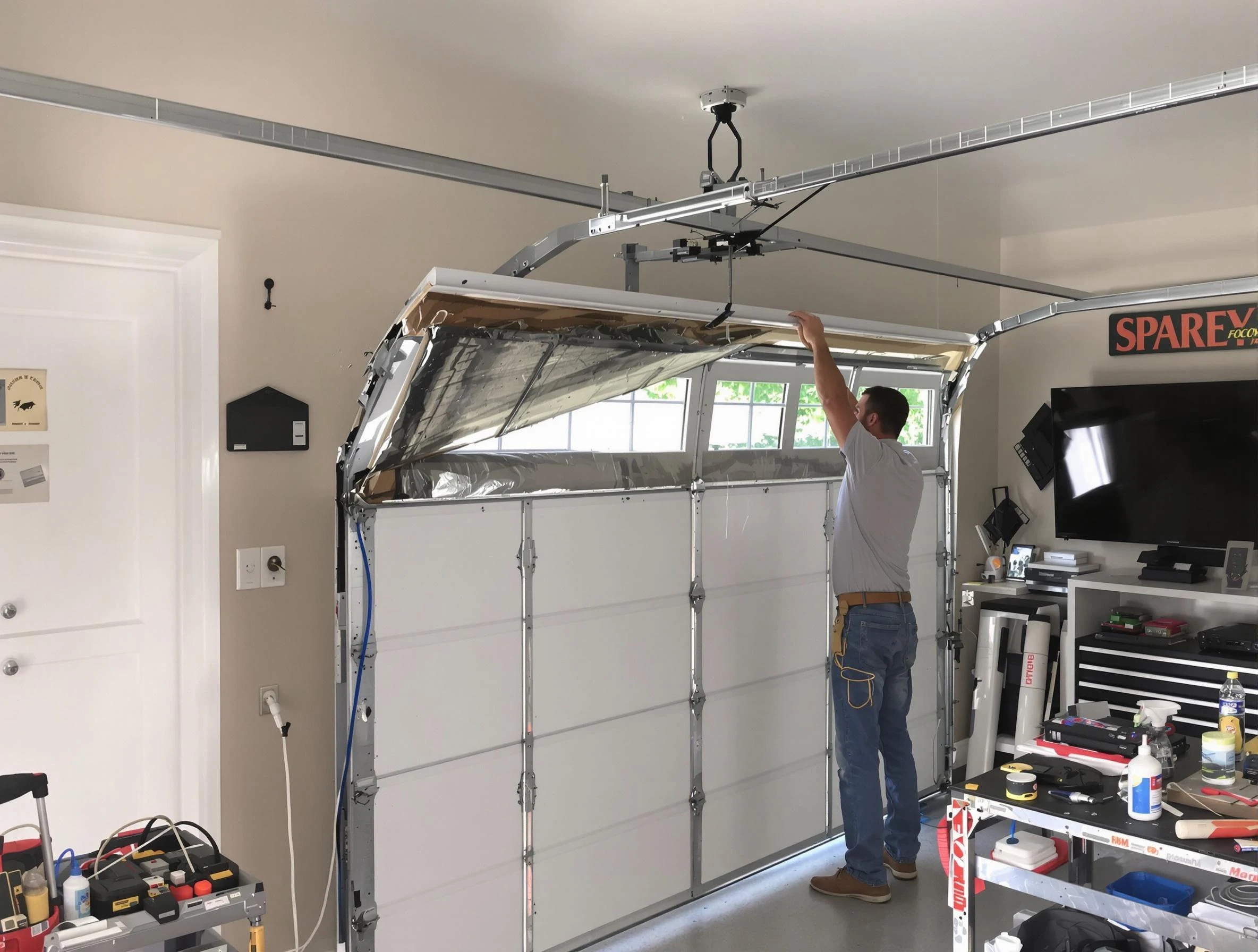 Garage door section replacement by Haverhill Garage Door Repair in Haverhill